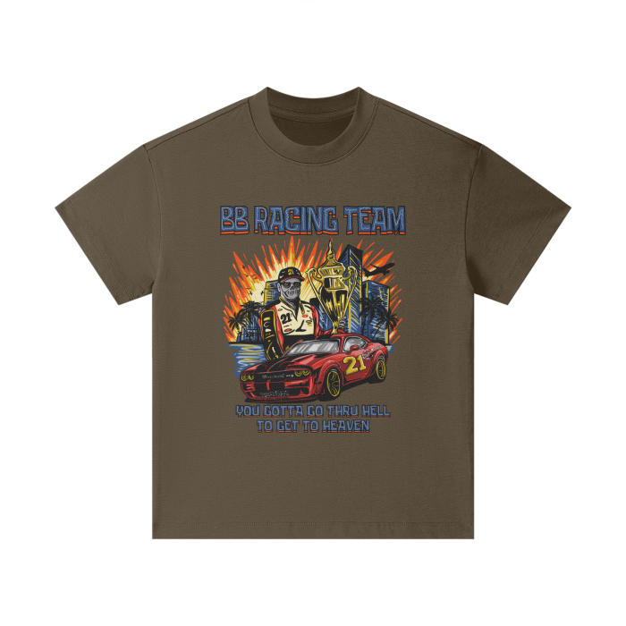 BB Kids Racing Team Heavyweight 305G Earth Tone FOG 100% Cotton T-Shirt