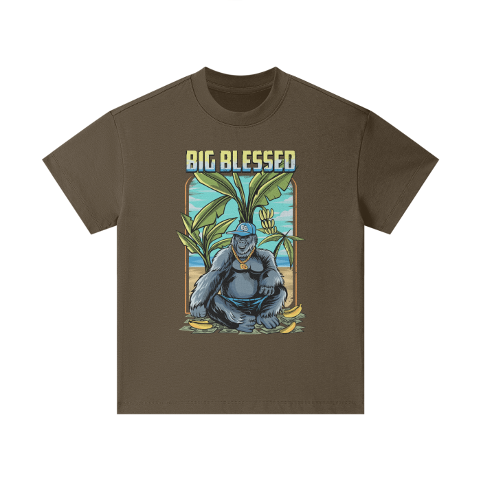 Kids Big Blessed Island Heavyweight 305G Earth Tone FOG 100% Cotton T-Shirt